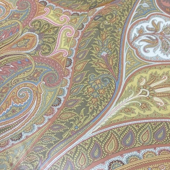 Auth ETRO - Dark yellow Red Multi Silk Scarf - Picture 2 of 4